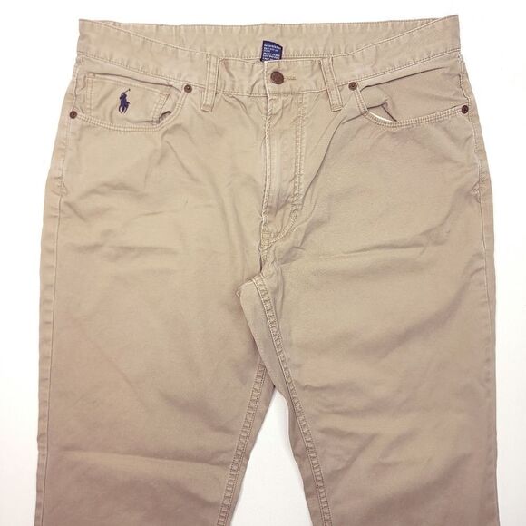 Polo Ralph Lauren Chino Pants 650 Straight Mens 36x32 Tan Cotton 10.5" Rise - Picture 2 of 6